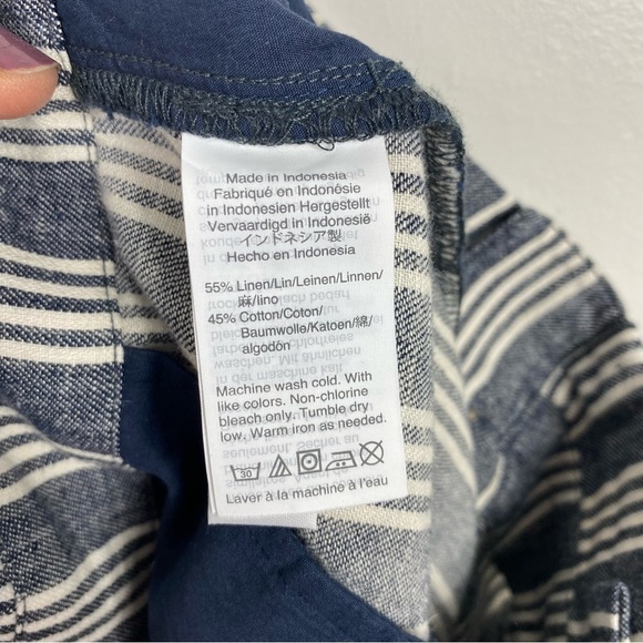 Madewell linen blend paperbag waist indigo stripe pants - Picture 8 of 9